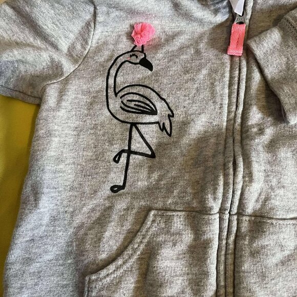 Toddler Girl Carter's Flamingo Printed Full Zip Hoodie Size 24 Months - Picture 3 of 5